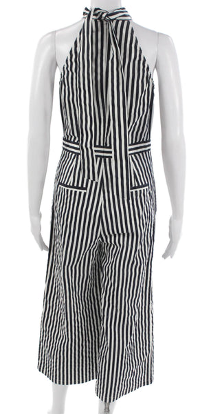 Wyatt Wylde Women Jumpsuit Black Striped Halter Size XS
