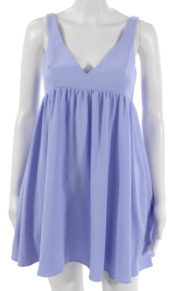 Amanda Uprichard Womens Fit & Flare Mini Dress Purple V Neck Sleeveless Size XS
