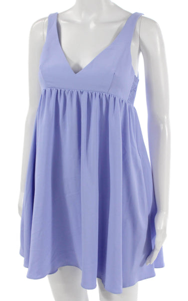 Amanda Uprichard Womens Fit & Flare Mini Dress Purple V Neck Sleeveless Size XS