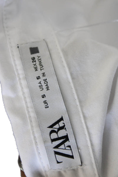 Zara Women Collared Cotton Long Sleeve Shirt Button Up White Size S