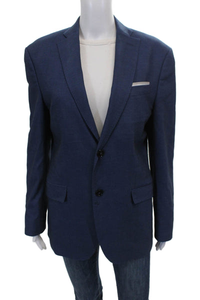 Zara Mens Blazer Blue Polyester Button Down Solid Size M