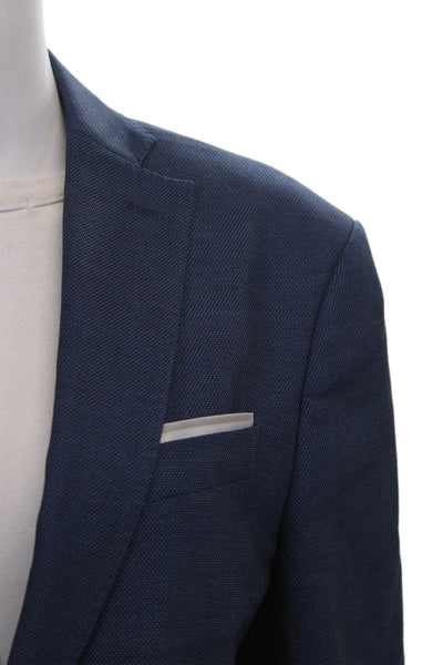 Zara Mens Blazer Blue Polyester Button Down Solid Size M