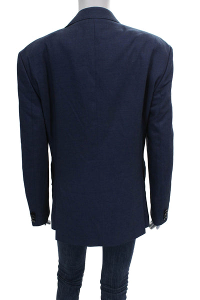 Zara Mens Blazer Blue Polyester Button Down Solid Size M