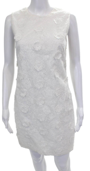 Karl Lagerfeld Women White Floral Shift Dress Sleeveless Short Size 6
