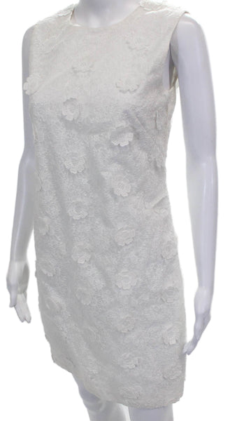 Karl Lagerfeld Women White Floral Shift Dress Sleeveless Short Size 6