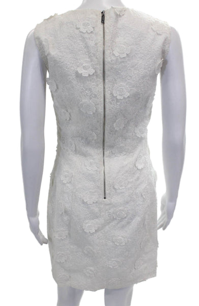 Karl Lagerfeld Women White Floral Shift Dress Sleeveless Short Size 6