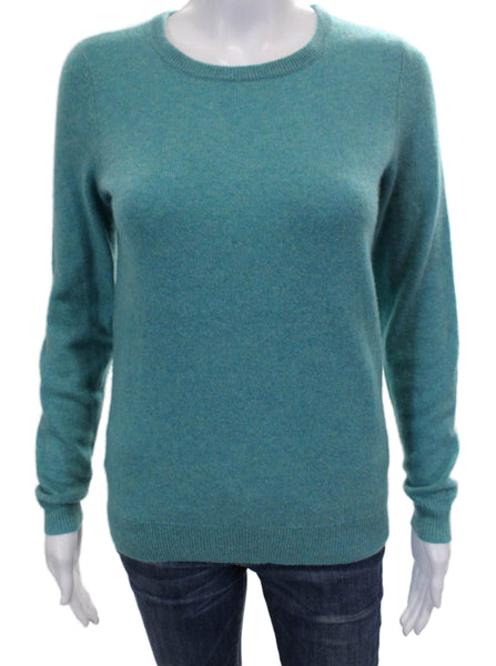 C by Bloomingdales Women Cashmere Crew Neck Pullover Green Long Sleeve Size XS