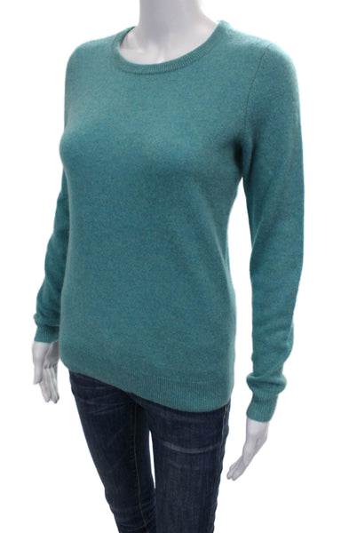 C by Bloomingdales Women Cashmere Crew Neck Pullover Green Long Sleeve Size XS