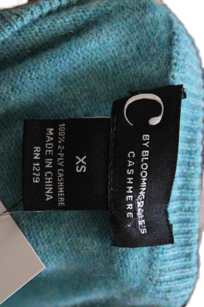 C by Bloomingdales Women Cashmere Crew Neck Pullover Green Long Sleeve Size XS