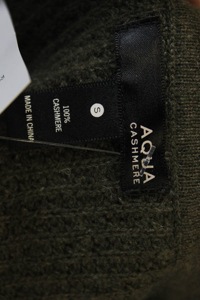 Aqua Cashmere Women Green Cashmere Henley Sweater Size S