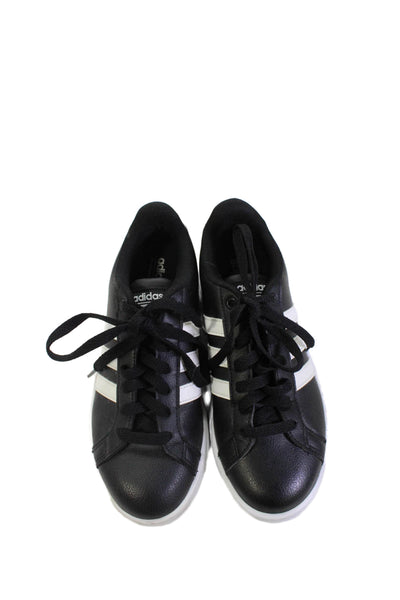 Adidas Womens Cloudfoam Leather Sneakers Black White Size 6.5