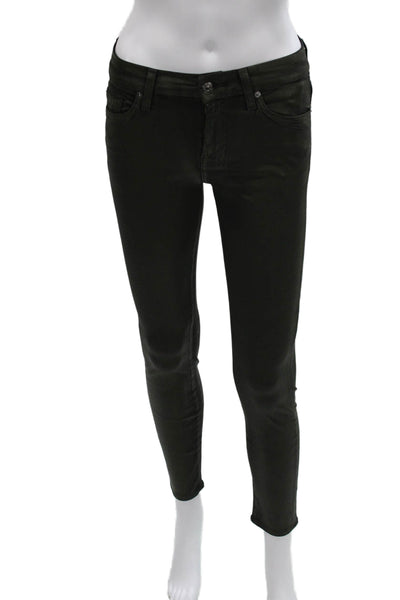 7 For All Mankind Women Skinny Green Cotton Jeans Size 25