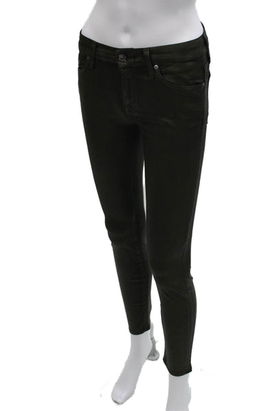 7 For All Mankind Women Skinny Green Cotton Jeans Size 25