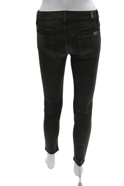7 For All Mankind Women Skinny Green Cotton Jeans Size 25