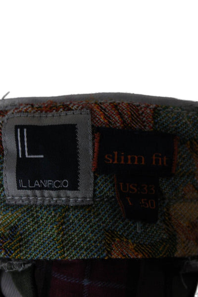 Il Lanificio Mens Chino Pants Gray Cotton Button Inseam 30 Size 33