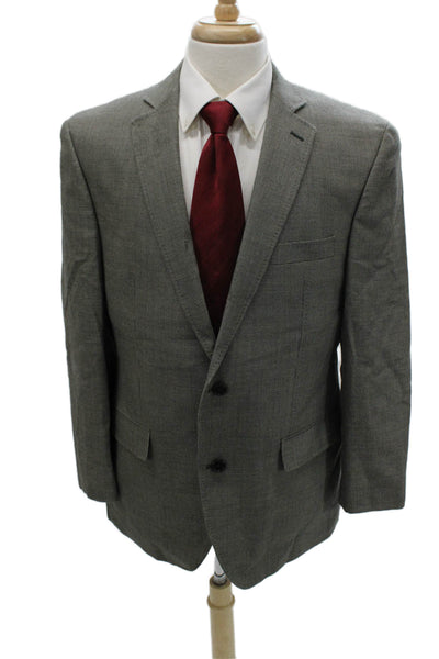 Tallia Mens Silk Check Blazer Gray Buttoned Size 42