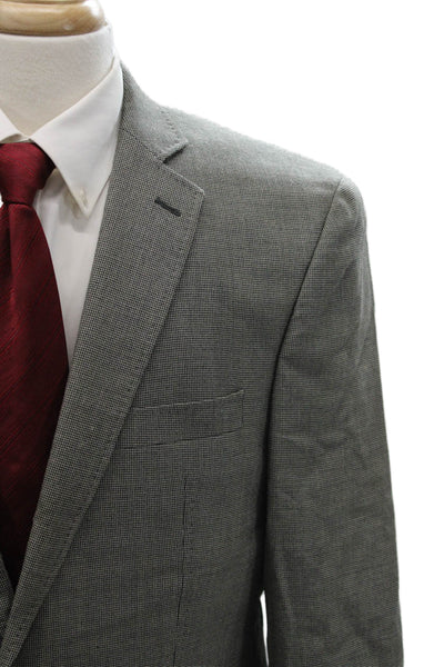 Tallia Mens Silk Check Blazer Gray Buttoned Size 42