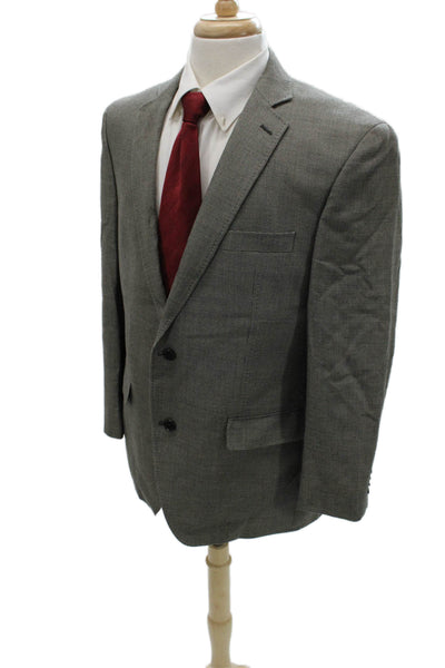 Tallia Mens Silk Check Blazer Gray Buttoned Size 42