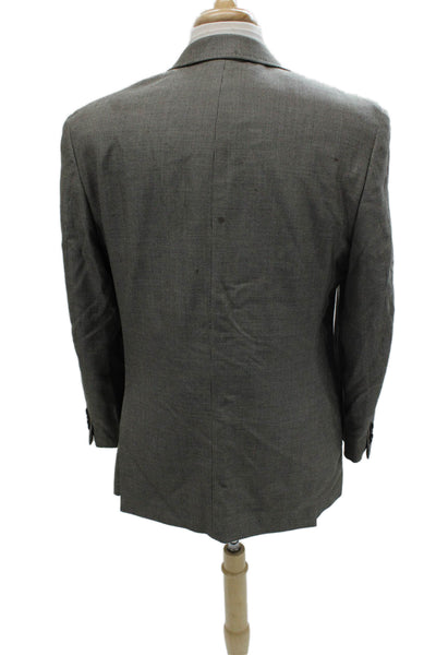 Tallia Mens Silk Check Blazer Gray Buttoned Size 42