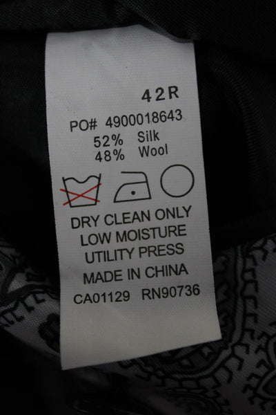 Tallia Mens Silk Check Blazer Gray Buttoned Size 42