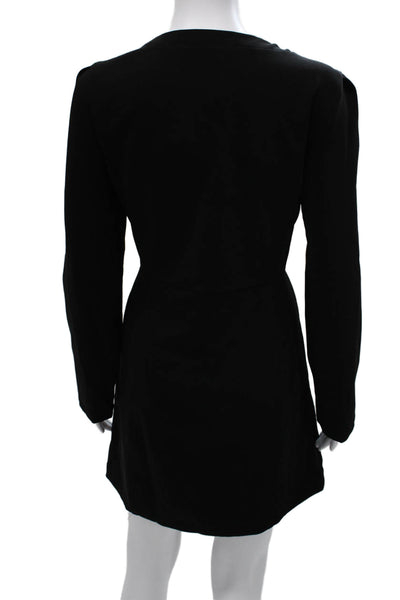 Line And Dot Womens Mini Dress Black Long Sleeve Scoop Neck Size L