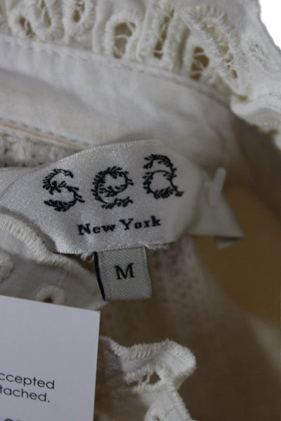 Sea New York Womens Ivory Wool High Neck Long Sleeve Pullover Sweater Size M