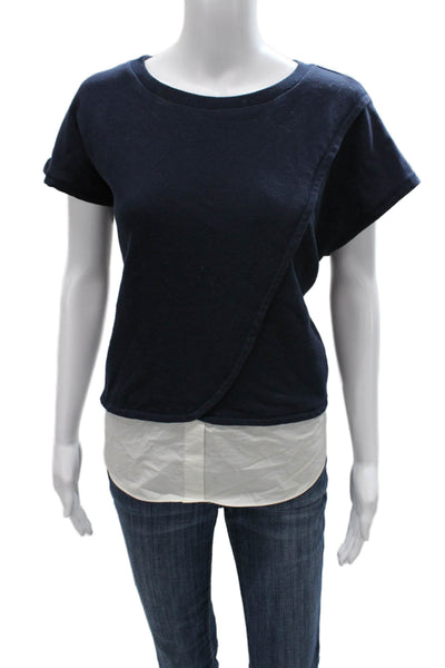 Derek Lam 10 Crosby Womens Basic Sleeveless Tee Blue Cotton Round Neck Size M