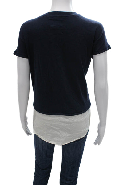 Derek Lam 10 Crosby Womens Basic Sleeveless Tee Blue Cotton Round Neck Size M