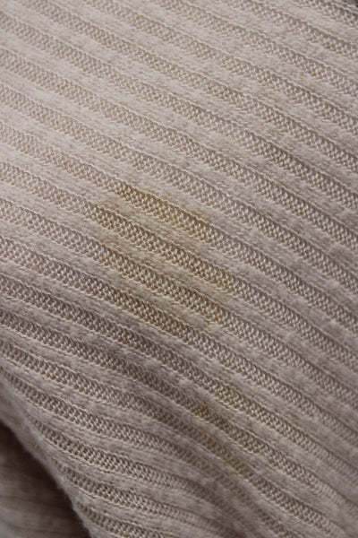 Sen Womens V-Neck Striped Pullover Sweater Beige Polyester Long Sleeve Size M