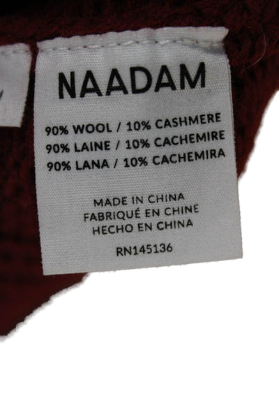 Naadam Women Pullover Sweater Red Wool Crew Neck Long Sleeve Size S