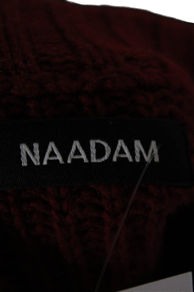 Naadam Women Pullover Sweater Red Wool Crew Neck Long Sleeve Size S