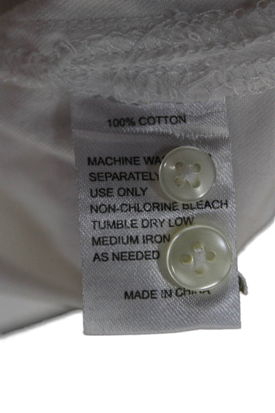 Birds of Paradis Women Basic White Cotton Collared Long Sleeve Blouse Size M