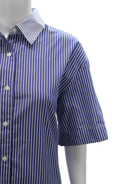 JW Anderson Womens Striped Collared Short Sleeve Button-Up Top Polyester Size L
