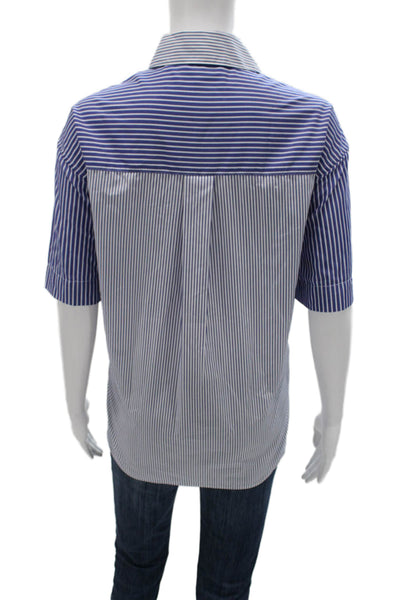 JW Anderson Womens Striped Collared Short Sleeve Button-Up Top Polyester Size L