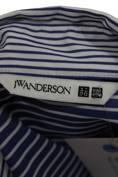 JW Anderson Womens Striped Collared Short Sleeve Button-Up Top Polyester Size L