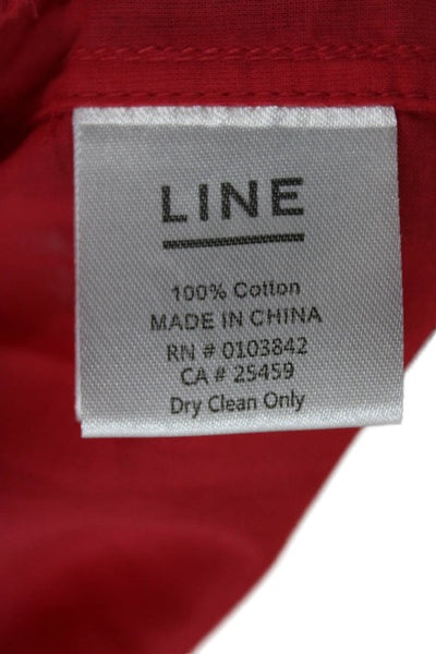 Line Womens Red Cotton Collared Long Sleeve Button Up Top Basic Size M