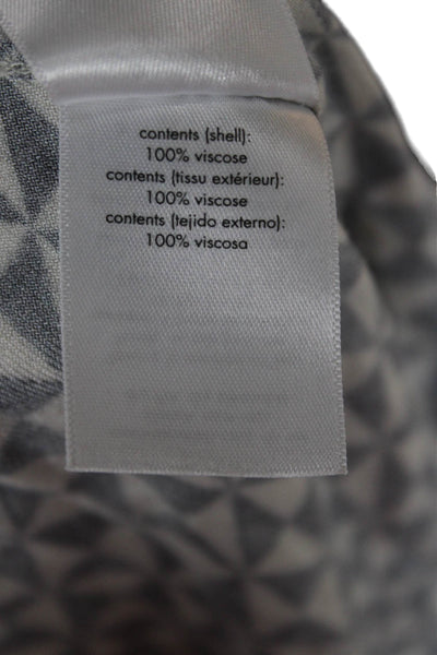 ONIA Womens Blue Collared Short Sleeve Button Up Viscose Geometric Top Size M