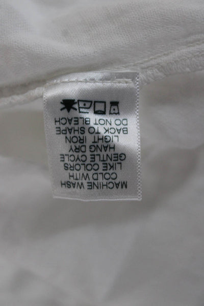Xirena Women White Cotton Collared 3/4 Sleeve Tunic Pullover Size L