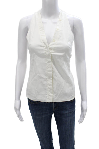 Zara Women Basic Halter Linen Tank White Size XS