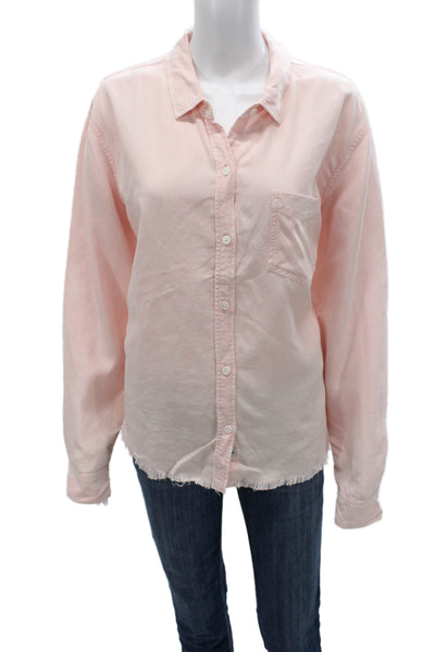 Rails Womens Pink Collared Long Sleeve Button-Up Basic Top Size XL