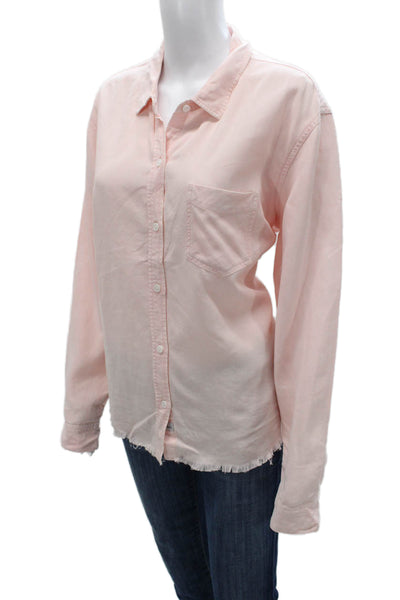 Rails Womens Pink Collared Long Sleeve Button-Up Basic Top Size XL