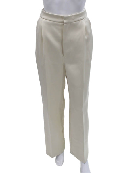 Zara Womens Pantsuit Ivory Polyester Long Sleeve Buttoned Size XS