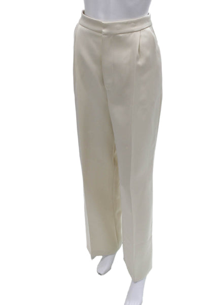 Zara Womens Pantsuit Ivory Polyester Long Sleeve Buttoned Size XS