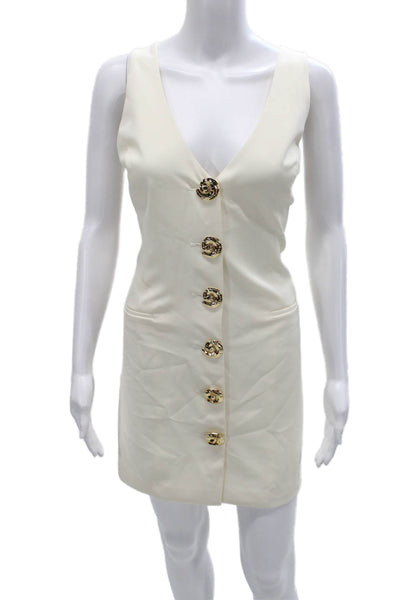 The Wolf Gang Womens Ivory Sheath Dress V-Neck Sleeveless Short Size XL