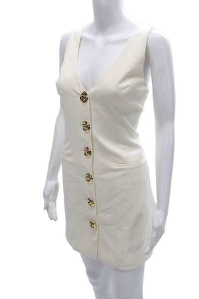 The Wolf Gang Womens Ivory Sheath Dress V-Neck Sleeveless Short Size XL