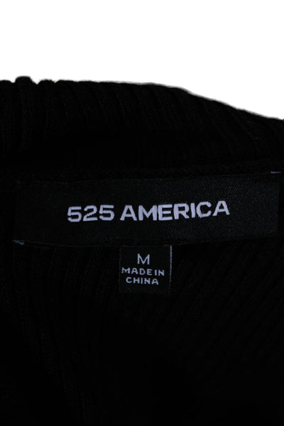 525 America Womens Basic Black Rayon V Neck Long Sleeve Sweater Size M