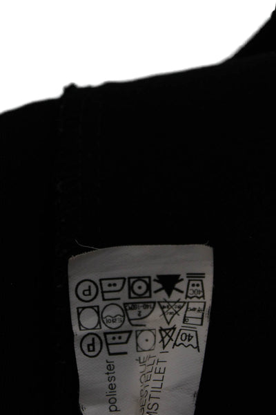Zara Woman Women Tunic Blouse Black Round Neck Short Sleeve Tie Size XS