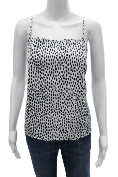 J Crew Women White Animal Print Square Neck Camisole Polyester Sleeveless Size L
