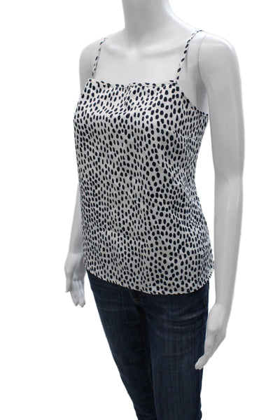 J Crew Women White Animal Print Square Neck Camisole Polyester Sleeveless Size L
