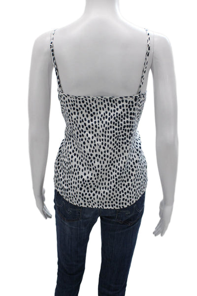 J Crew Women White Animal Print Square Neck Camisole Polyester Sleeveless Size L